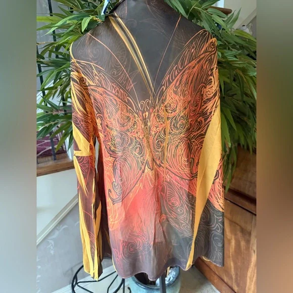 DANIEL BENJAMIN ladies sheer butterfly cover-up NWOT XL - Picture 7 of 12